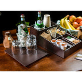 Chocolate Brown Leather Coffee Condiment Organizer